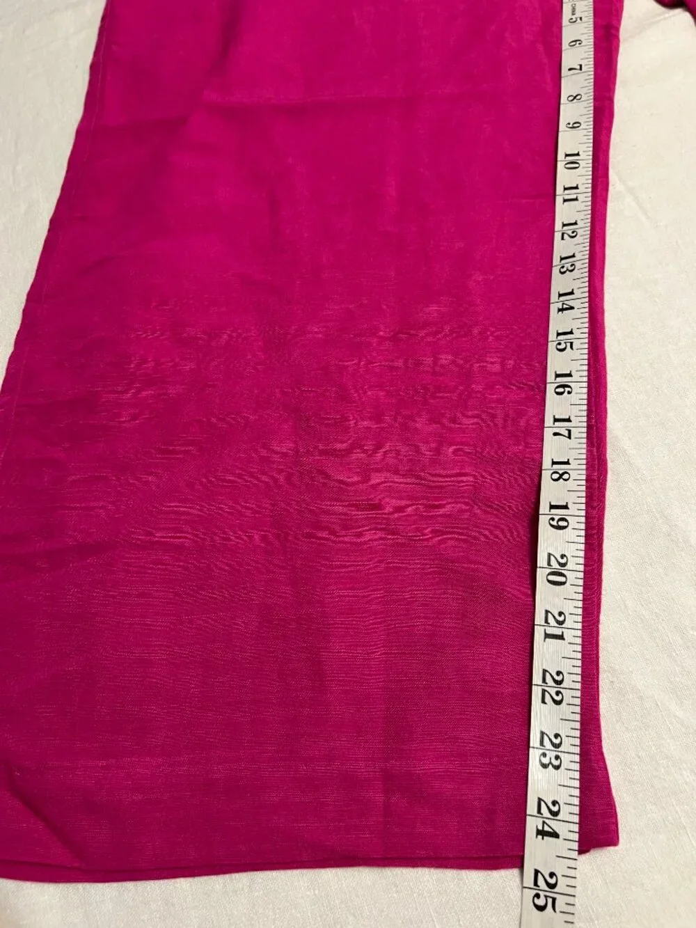 NWT H&M Women Linen Blend Wide Leg Pants XL Pink High Rise Coastal Summer